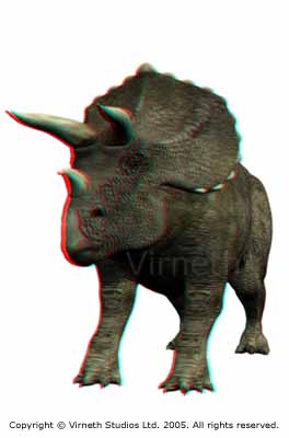3d Anaglyph - Triceratops - A vegetarian dinosaur