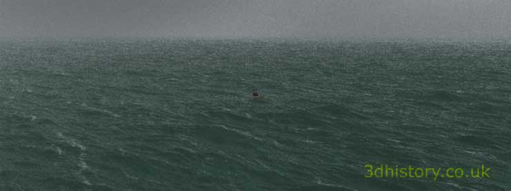 Isolated and vunerable in the open sea, a longship makes it's passage from Norway to England on a raid.